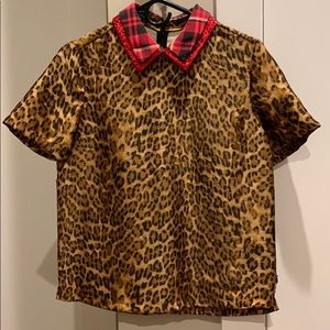 Scotch and Soda leopard collard blouse